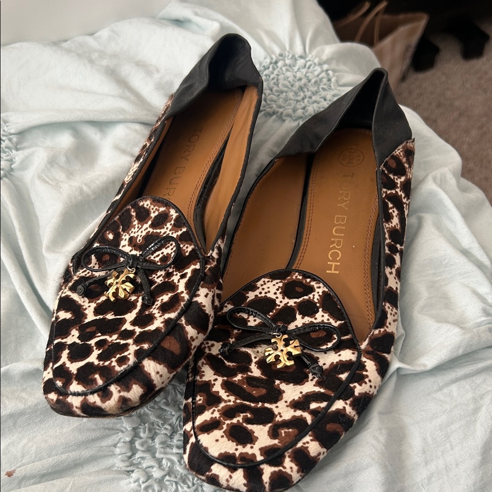 Tory Burch Black and Brown Patterned Loafers